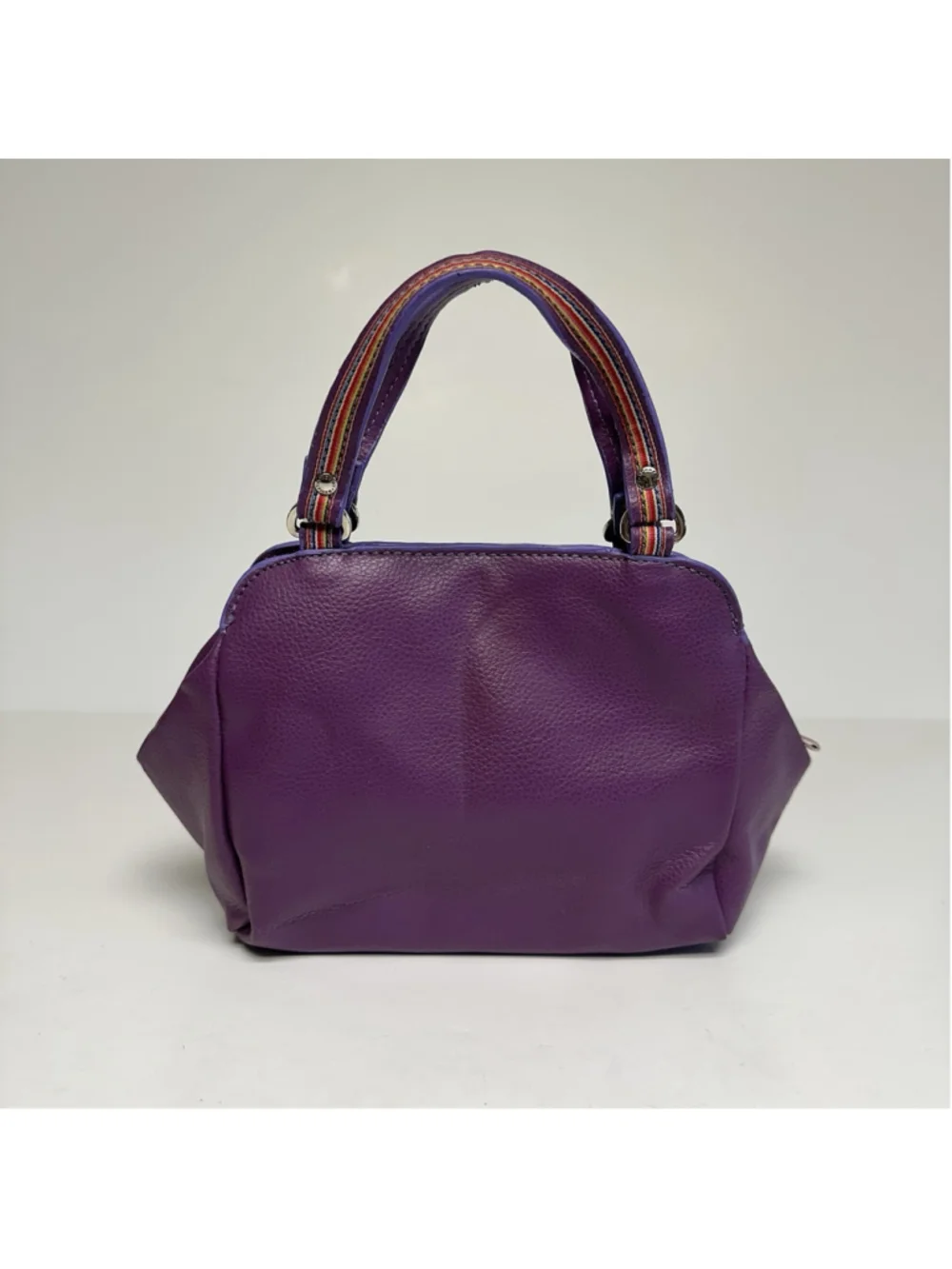 Vintage Y2K Tommy Hilfiger Purple Small Handbag Satchel Rainbow Stripe